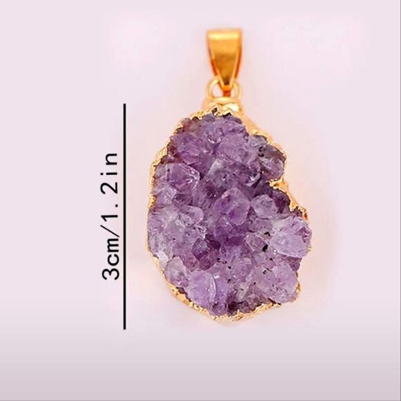 1pc Natural Irregular Amethyst Rock Pendant Healing Crystal Gemstone - Picture 4 of 11